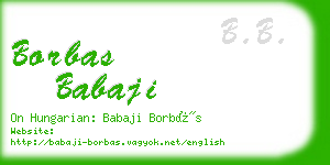 borbas babaji business card